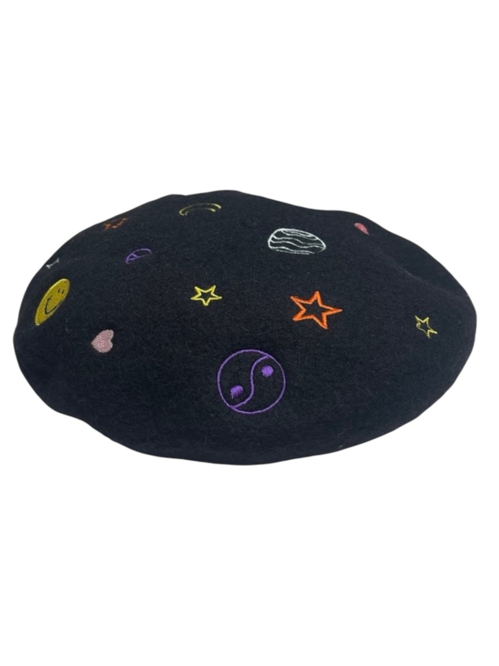 Rare: new Valfré ☻ Saturn Embroidered Wool Beret ☻ Black ☻ 1SFA Limited Edition - Picture 7 of 16
